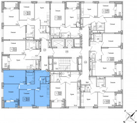 Трёхкомнатная квартира 68.07 м²