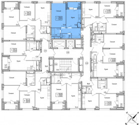 Однокомнатная квартира 40.12 м²